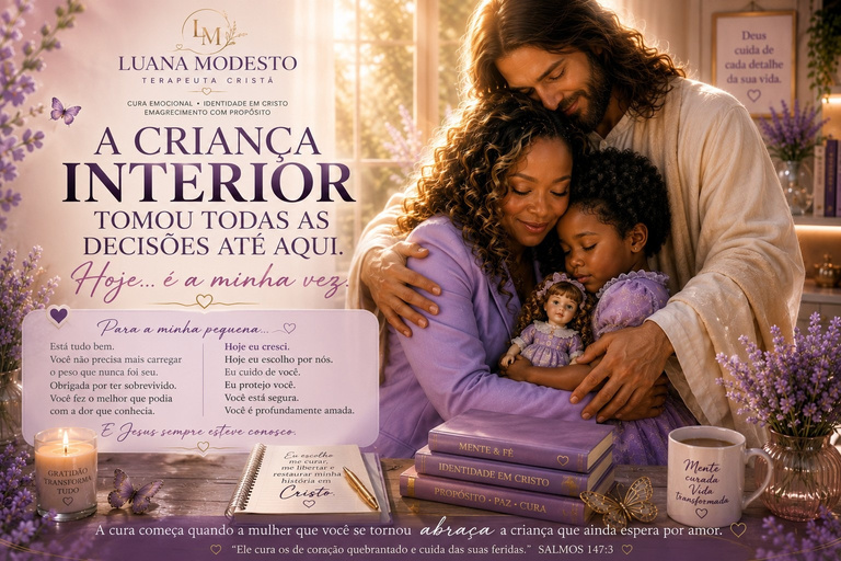 Arte do Método MFS® sobre a cura da criança interior, com Luana Modesto abraçando uma criança